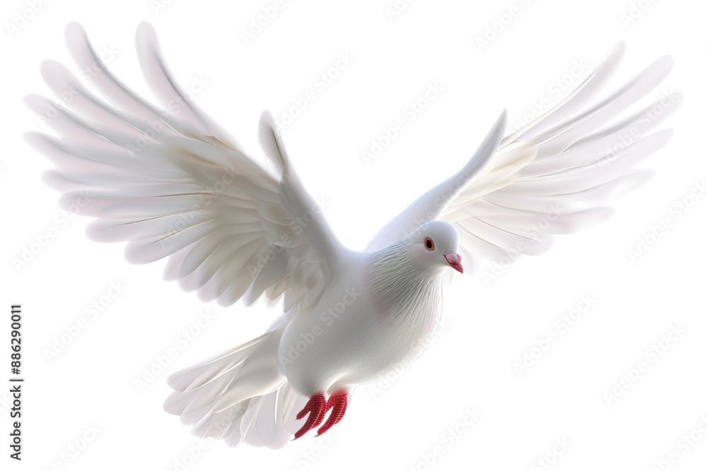 Obraz premium PNG 3D Illustration of flying cute dove animal white bird.