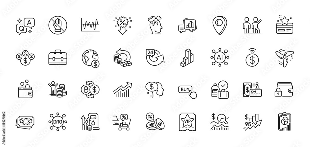 Report, Discounts cart and 3d chart line icons pack. AI, Question and Answer, Map pin icons. Portfolio, Vip ticket, Loyalty points web icon. Corrupt, Fuel price, Buying currency pictogram. Vector Report, Discounts cart and 3d chart line icons pack. AI, Question and Answer, Map pin icons. Portfolio, Vip ticket, Loyalty points web icon. Corrupt, Fuel price, Buying currency pictogram. Vector