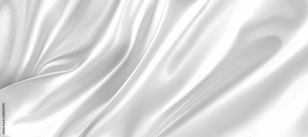 Obraz premium White Satin Fabric, Flowing Background, Luxurious Elegance Detail. Perfect backdrop image.