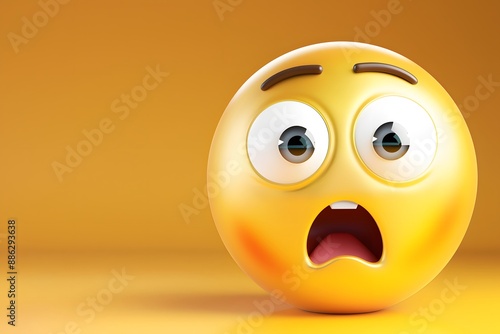 Shocked emoji with wide eyes and open mouth on a vibrant yellow background.