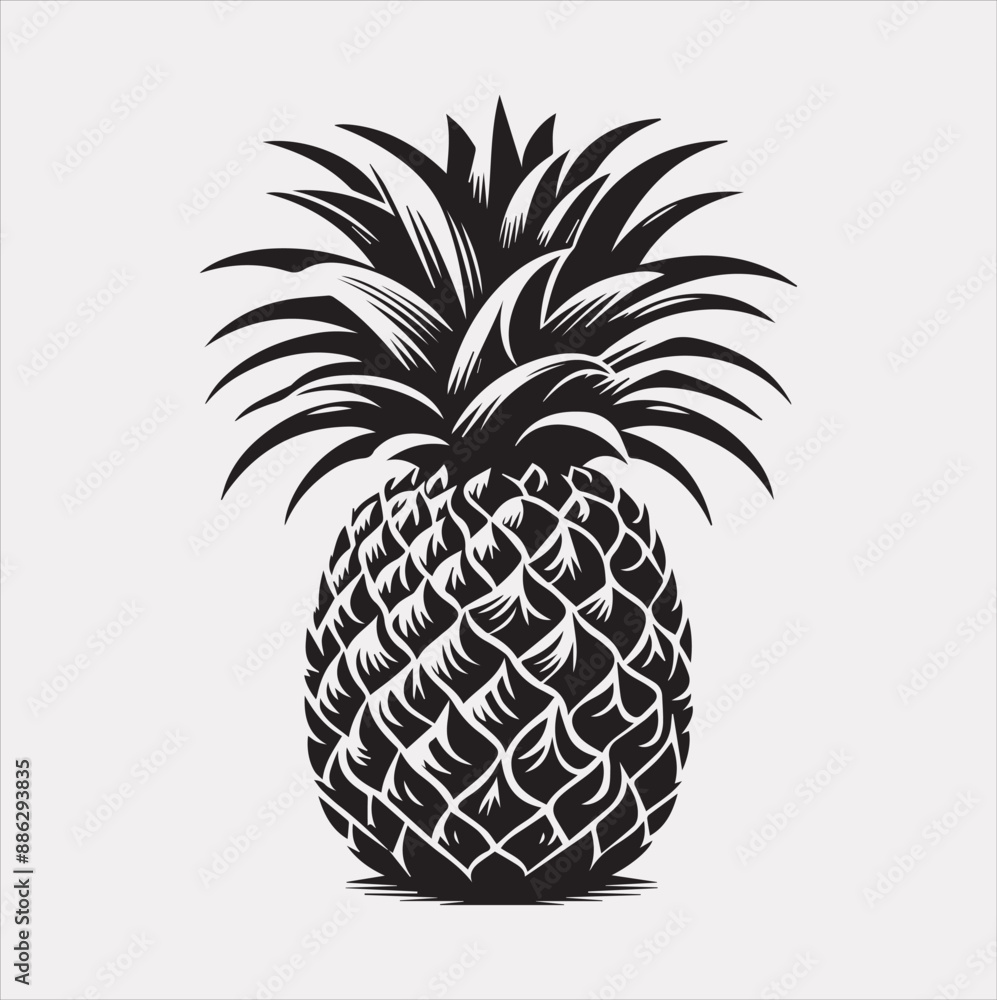 Obraz premium pineapple vector silhouette on a white background
