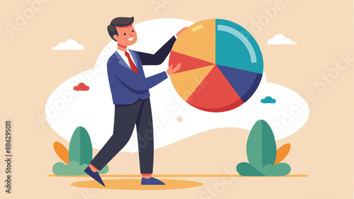 Businessman adjusting investment portfolio pie chart, diversifying financial plan for economic challenges
