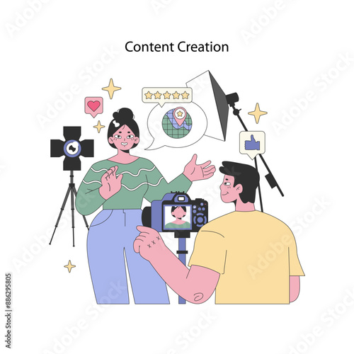 Social Influencers. Flat Vector Illustration