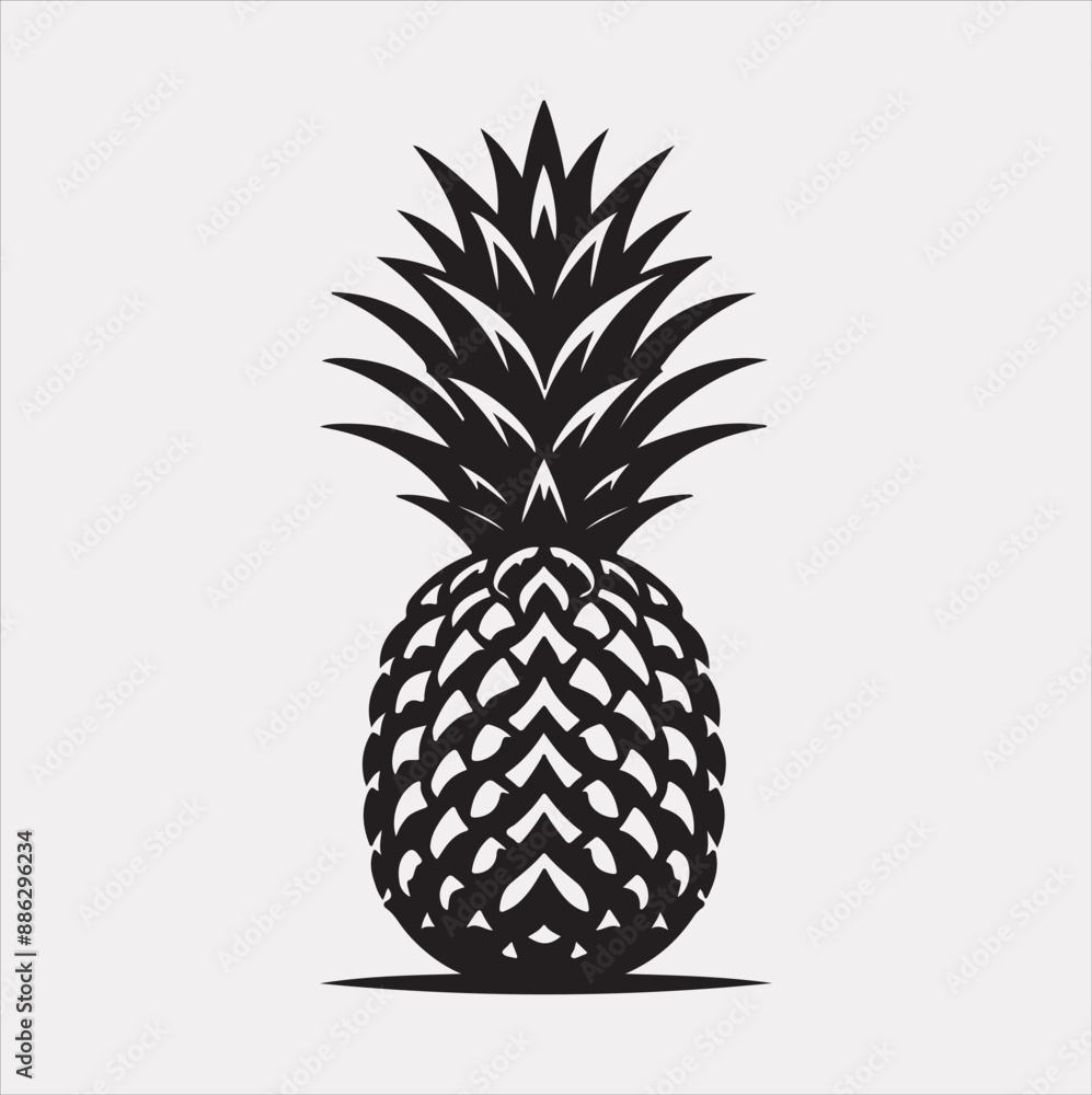 pineapple vector silhouette on a white background pineapple vector silhouette on a white background