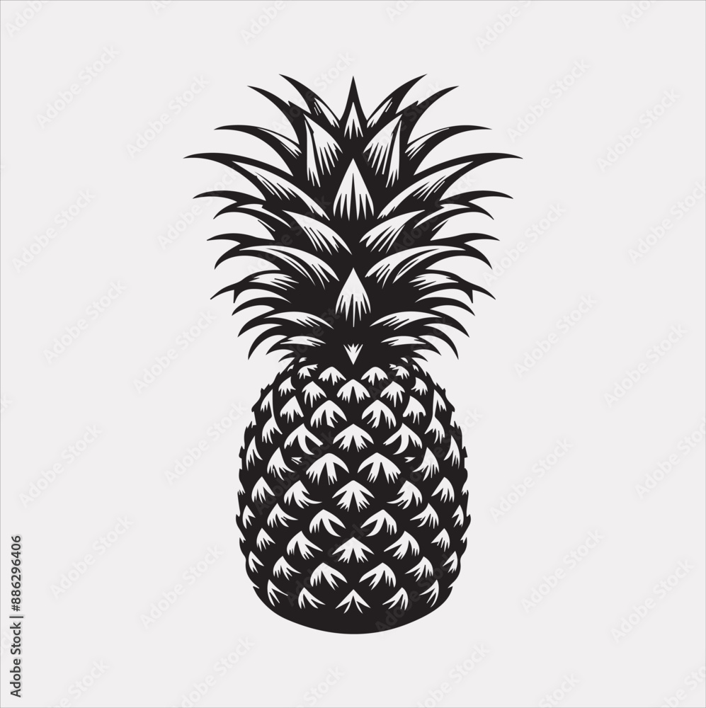 pineapple vector silhouette on a white background pineapple vector silhouette on a white background