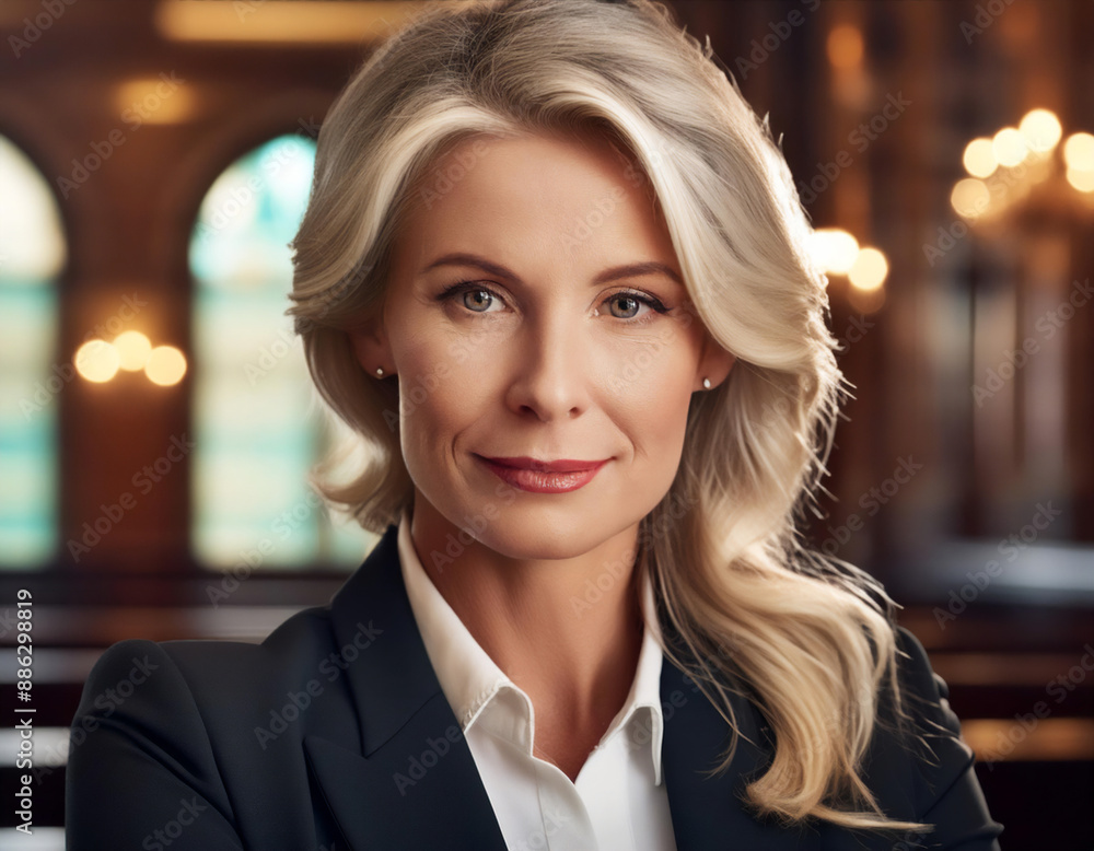 Fototapeta premium Lawyer in a Courtroom Representing Justice