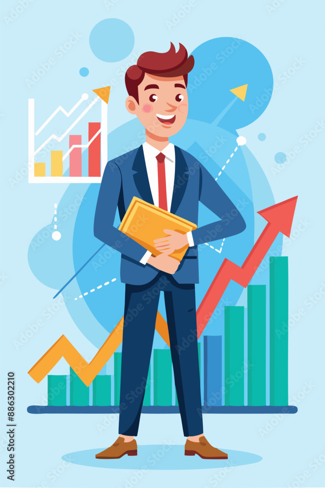 Confident Investor Holding Rising Profit Growth Graph, Showcasing Investment Success, Financial Advising, and Wealth Management Strategies Confident Investor Holding Rising Profit Growth Graph, Showcasing Investment Success, Financial Advising, and Wealth Management Strategies