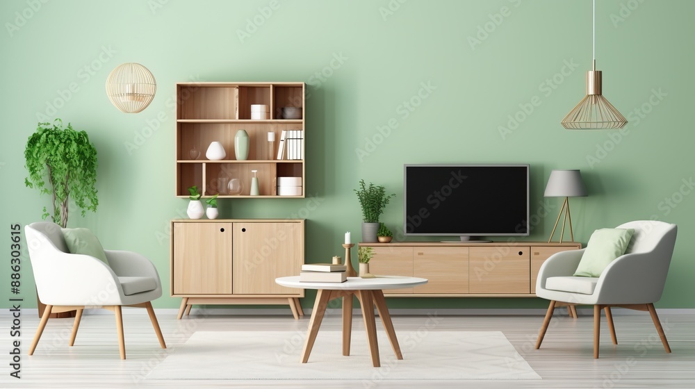 Fototapeta premium Relaxing Living Room with Natural Touches