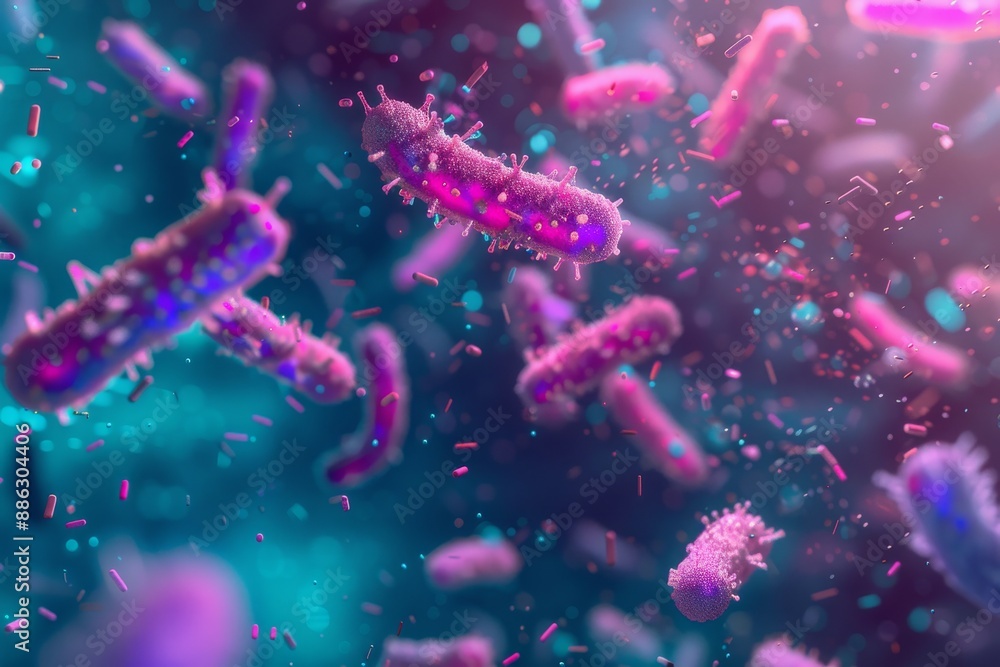 Fototapeta premium bacteria and microscope