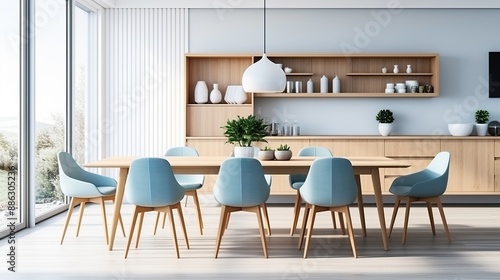 Modern Dining Room with Natural Light and Minimalist Decor