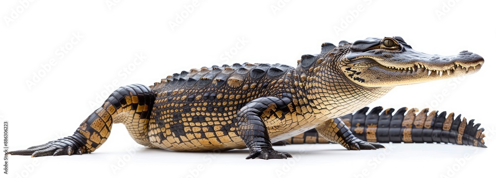 Obraz premium Young Alligator on a White Background