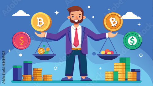 Investor Managing Diversified Crypto Portfolio, Balancing Bitcoin and Traditional Assets
