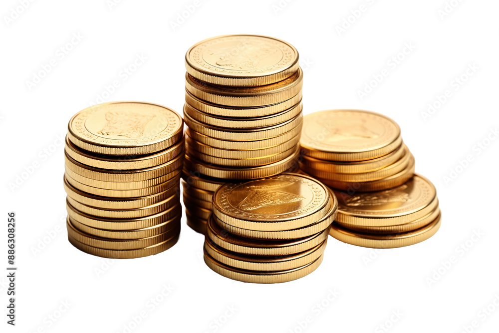Gold Coins Isolated on transparent Background. Stacks of shiny coins for display or collecting Gold Coins Isolated on transparent Background. Stacks of shiny coins for display or collecting