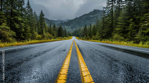 Tarmac in the mountains after the rain