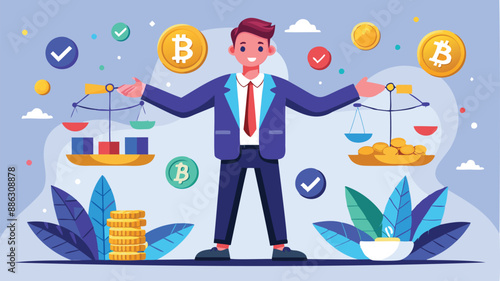 Investor Managing Diversified Crypto Portfolio, Balancing Bitcoin and Traditional Assets