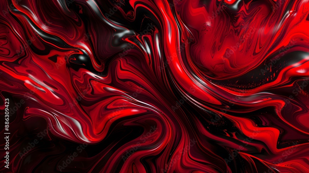 Obraz premium Abstract Red Black Fluid Swirls Background
