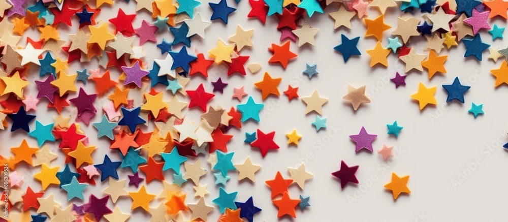 Colorful Stars Scattered on White Background Colorful Stars Scattered on White Background