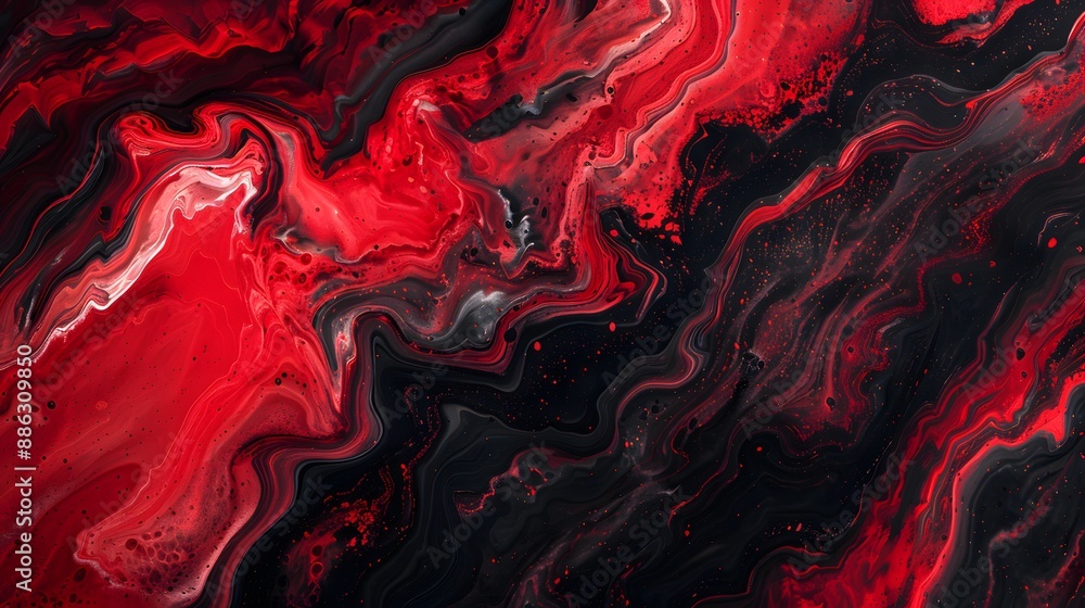 Obraz premium Abstract Red & Black Liquid Marble Background