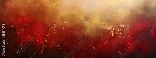 Abstract Red Gold Canvas Painting With Soft Tones