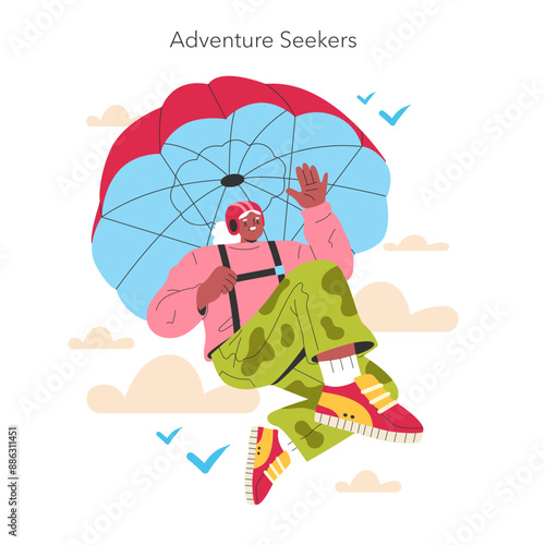 Empowering Older Women. Flat Vector Illustration