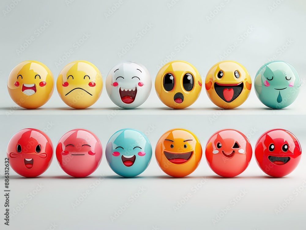 set of emotive icons or symbols that represent various emotions such as happiness, sadness, anger, surprise, and love, using simple shapes and expressive colors. set of emotive icons or symbols that represent various emotions such as happiness, sadness, anger, surprise, and love, using simple shapes and expressive colors.