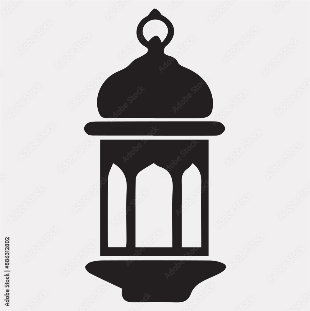Ramadan lanterns silhouette simple and clean flat-line art lamps on a white background