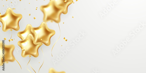 Elegant golden star balloon design Vector illustration3D