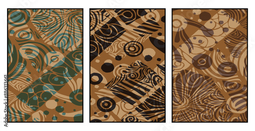 Set of 3 Abstract pattern. Illustration for printing on wall decorations. For use in graphics.
