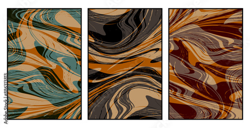 Set of 3 Abstract pattern. Illustration for printing on wall decorations. For use in graphics.