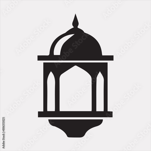 Ramadan lanterns silhouette simple and clean flat-line art lamps on a white background