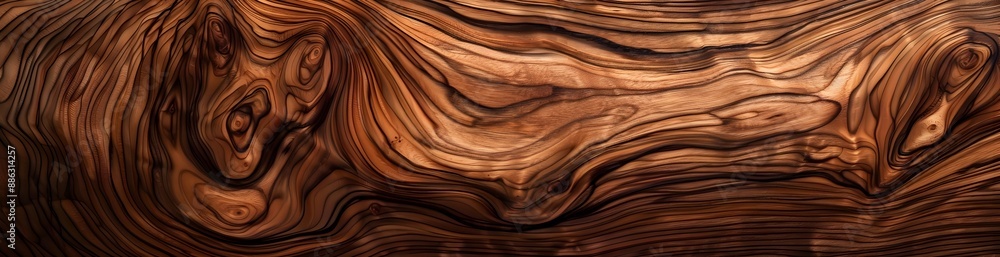 A close up of walnut wood, showcasing its rich brown tones and swirling patterns. The texture is detailed with visible grain lines that add depth to the surface A close up of walnut wood, showcasing its rich brown tones and swirling patterns. The texture is detailed with visible grain lines that add depth to the surface