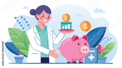 Health Savings Account (HSA): Financial Planning for Medical Expenses with Doctor and Pink Piggy Bank