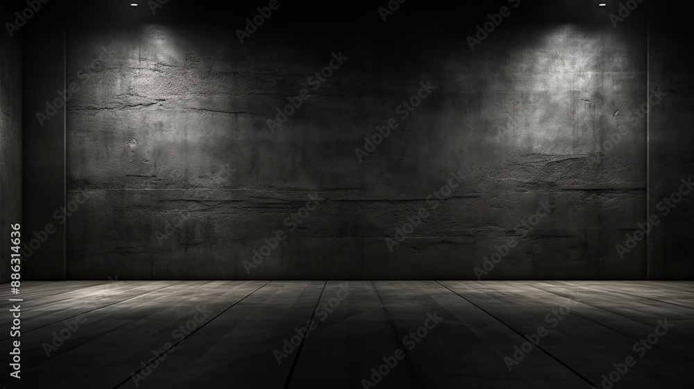 Empty dark room black concrete wall and spotlight with concrete floor. Empty dark room black concrete wall and spotlight with concrete floor.