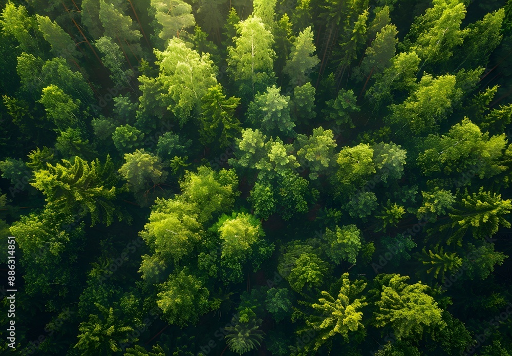Fototapeta premium Aerial View of Lush Green Forest Canopy