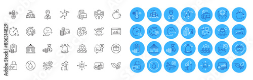 Time schedule, Circus tent and Honeymoon cruise line icons pack. Web traffic, Confirmed flight, Sleep web icon. Wallet, Accounting, Timer pictogram. Cardboard box, No handbag. Vector