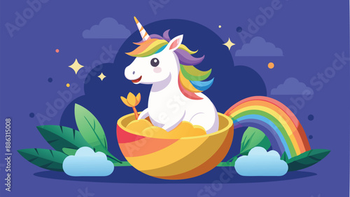 Precious Unicorn with Rainbow Emerging from Golden Egg, Symbolizing Venture Capital Funding for Startup Success in Global Business Competition