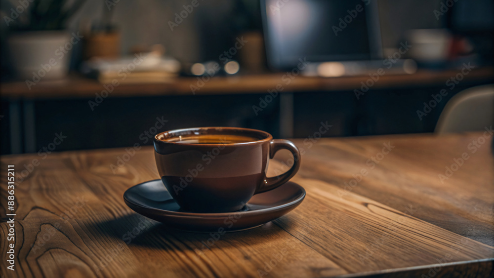 Coffee Cup with Laptop in Work place Coffee Cup with Laptop in Work place