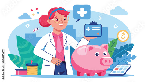 Health Savings Account (HSA): Financial Planning for Medical Expenses with Doctor and Pink Piggy Bank
