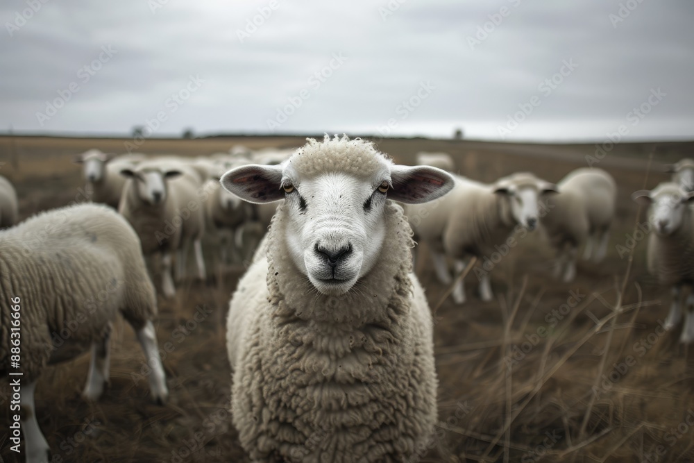 A Sheep Staring Directly at the Camera in a Field A Sheep Staring Directly at the Camera in a Field