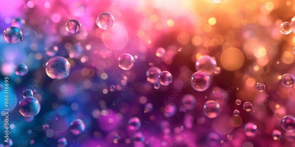 Magical display of sparkling orbs with a rainbow gradient and ethereal light Magical display of sparkling orbs with a rainbow gradient and ethereal light