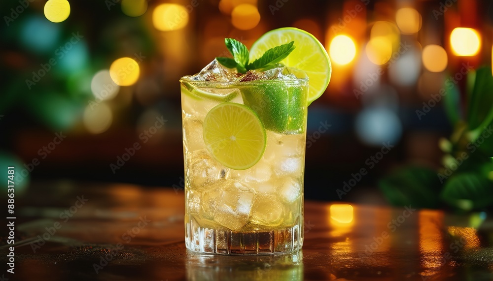 photo delicious beverage with lime and ice photo delicious beverage with lime and ice