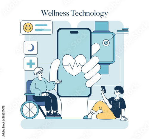 Wellness Technology. Flat Vector Illustration