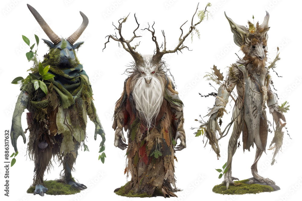 Naklejka premium Three Nature Spirits - Fantasy Creatures