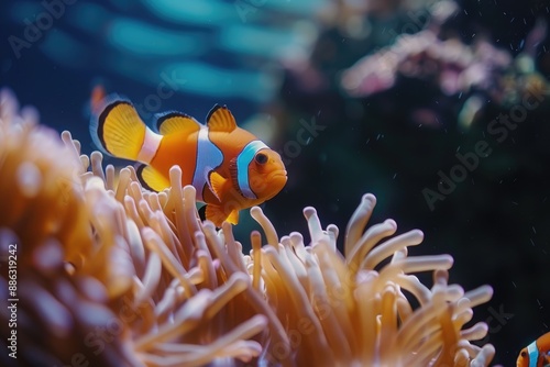 Clownfish Swimming in a Coral Reef