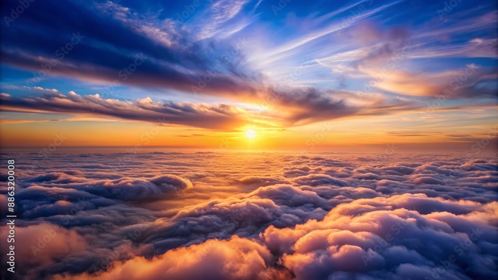 Romantic dusk sky over a sea of clouds , romance, beauty, sky, clouds, sunset, nature, peaceful, scenic, dreamy Romantic dusk sky over a sea of clouds , romance, beauty, sky, clouds, sunset, nature, peaceful, scenic, dreamy