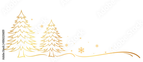 christmas tree with snowflake line art style. element vector eps 10