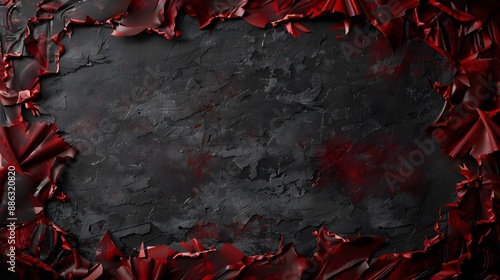 Dark Fantasy Red Fabric Frame on Concrete