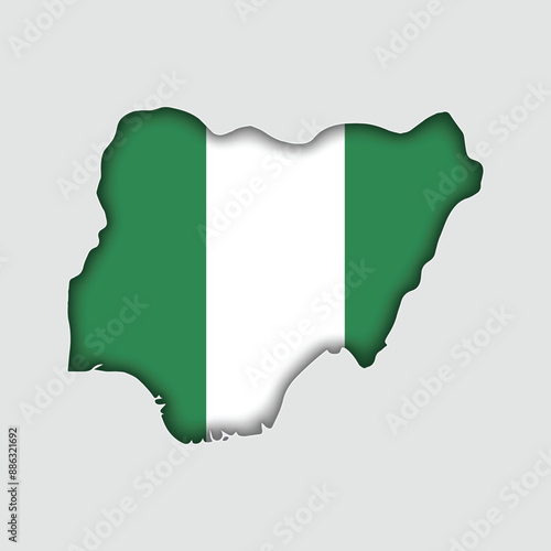 Nigeria Map with flag in body photo