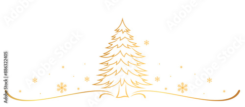 christmas tree with snowflake line art style. element vector eps 10