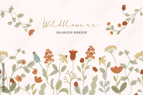 cute wildflower seamless border